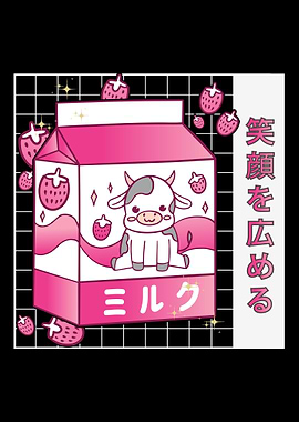 Cow Anime Strawberry Milk