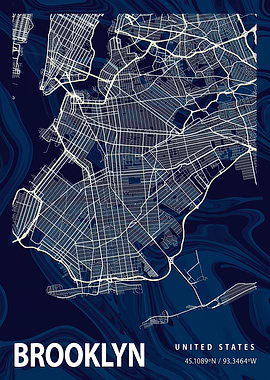 New York Brooklyn Map USA