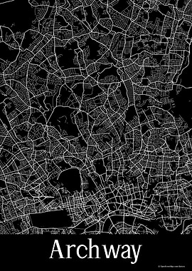 Archway UK Black Map