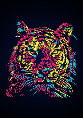 Abstract colorful Tiger
