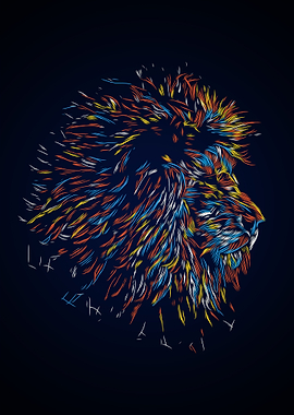 Abstract colourful Lion