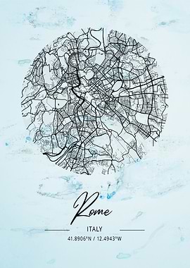 Rome Alpha Watercolor Map