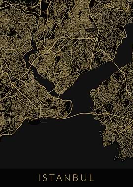 Istanbul Map Black Gold