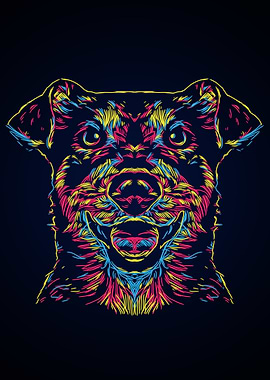 Abstract colorful dog face