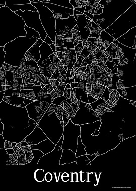 Coventry UK Black Map