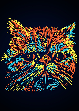 Abstract colourful cat