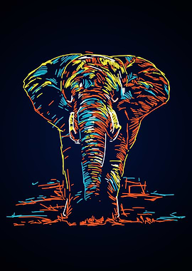 Abstract colourful elephan