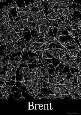 Brent UK Black Map