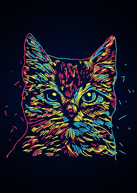 Abstract colourful cat