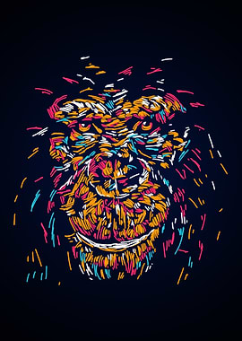 Abstract colourful monkey