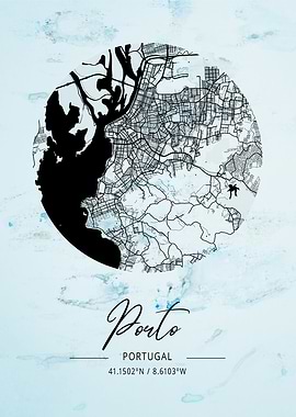 Porto Alpha Watercolor Map