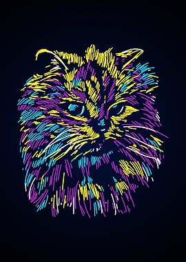 Abstract colourful cat