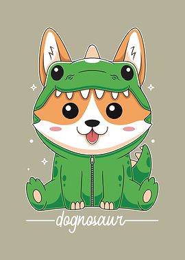 Dognosaur Cute Kawaii Art