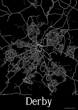 Derby UK Black Map