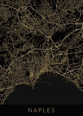 Naples Map Black Gold