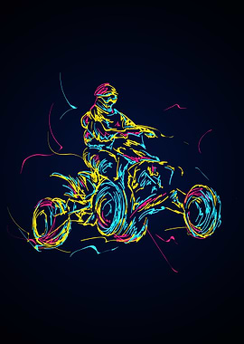 Abstract colorful atv ride