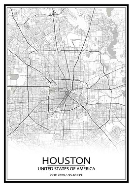 Houston White Map