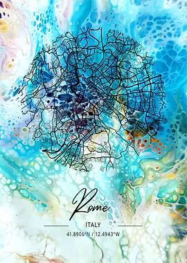 Rome City Map Italy marble