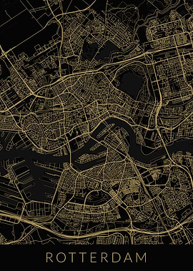 Rotterdam Map Black Gold