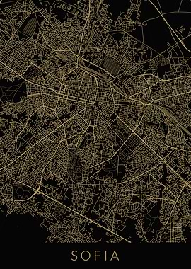Sofia Map Black Gold