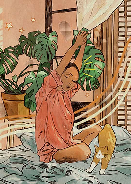 Stretching with the cat