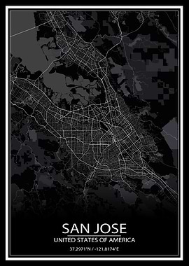 San Jose Black Map
