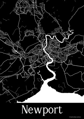 Newport UK Black Map
