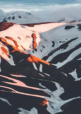 Sunset Snowy Mountain