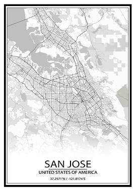 San Jose White Map