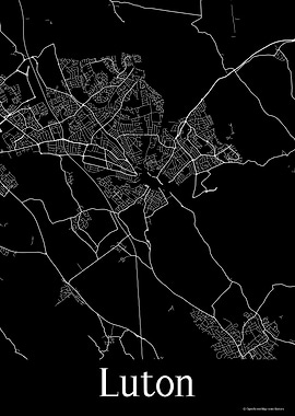 Luton UK Black Map