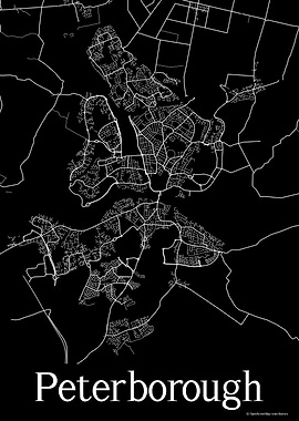 Peterborough UK Black Map