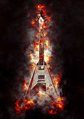 Gibson Flying V in Fire