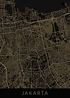 Jakarta Map Black Gold