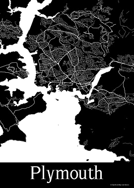 Plymouth UK Black Map