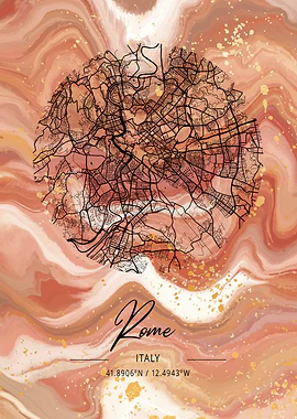 Rome City Map Italy marble