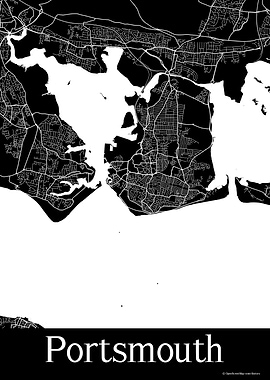 Portsmouth UK Black Map
