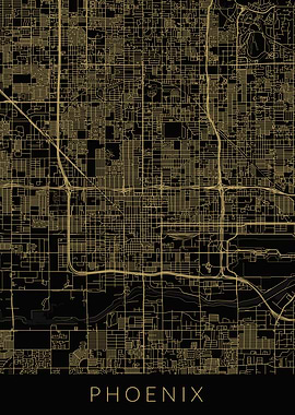 Phoenix Map Black Gold