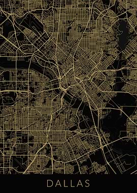 Dallas Map Black Gold