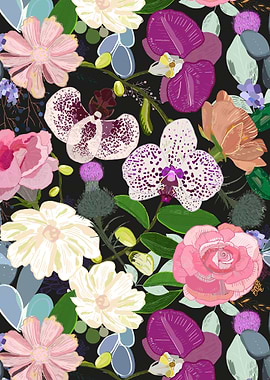 Orchid succulent and rose