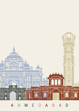 Ahmedabad skyline poster