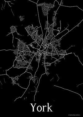 York UK Black Map
