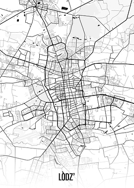 Lodz white map