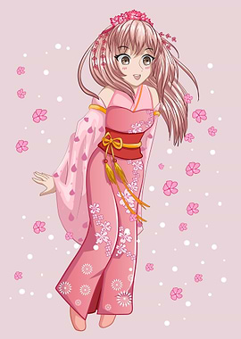 Anime Girl with blossoms