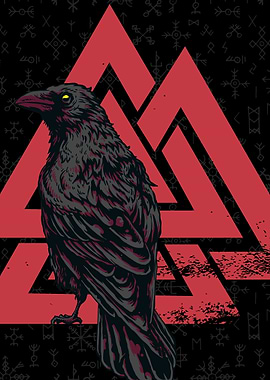 Valknut Retro Viking Raven