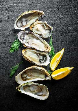 Fresh oysters with lemon