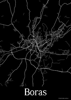 Boras Sweden Black Map