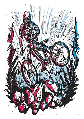 Downhill biker stunt