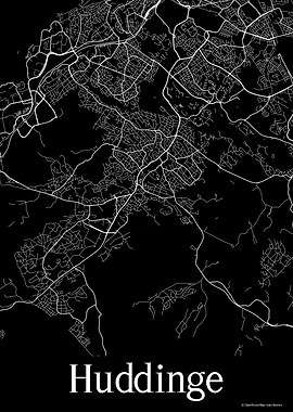 Huddinge Sweden Black Map