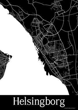 Helsingborg Black Map