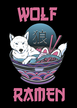 Wolf ramen vaporwave